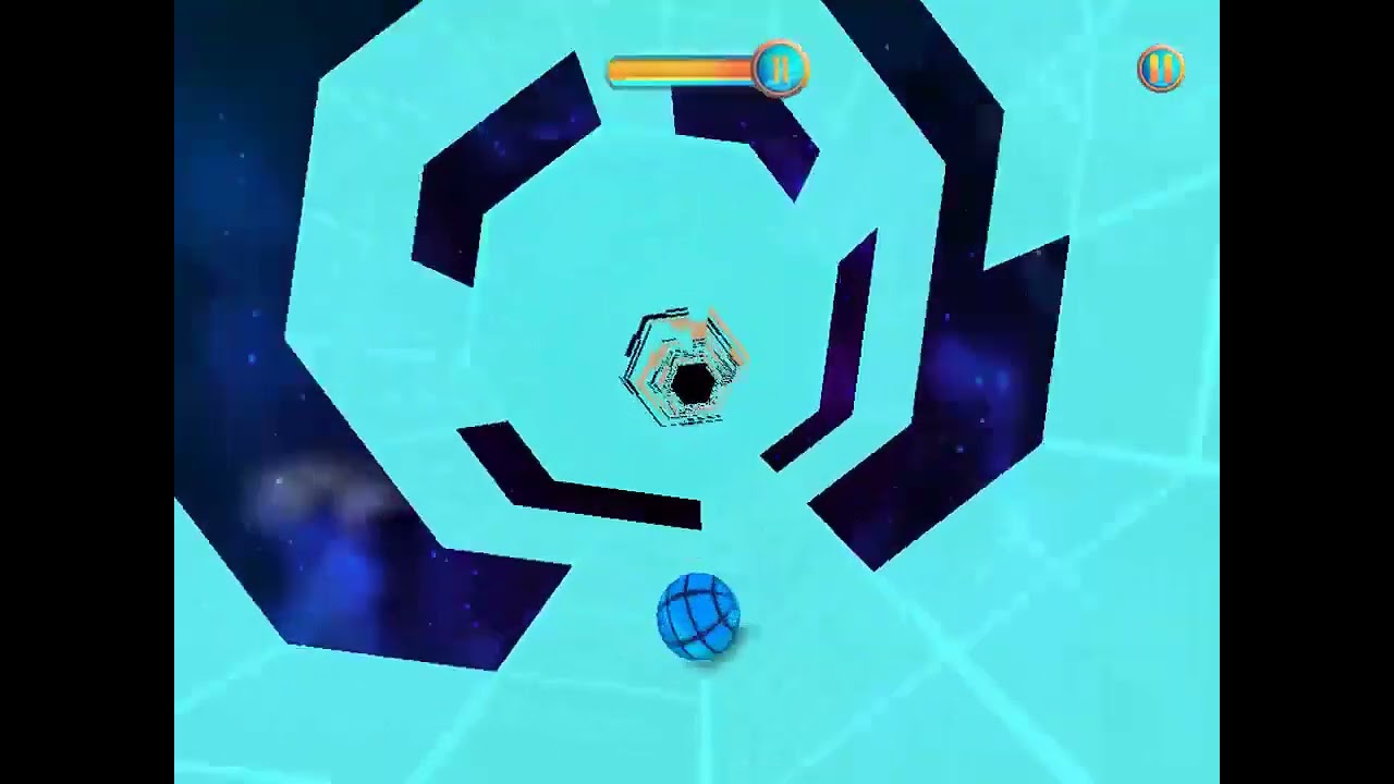 Bille roulant à grande vitesse sur la piste en pente du jeu Slope en 3D
