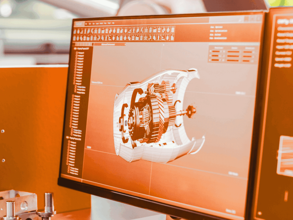 Écran d'ordinateur affichant un modèle 3D dans un logiciel de CAO